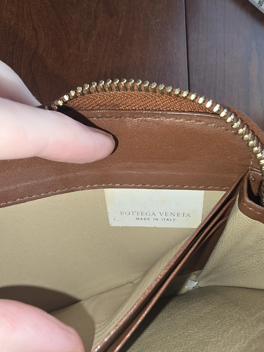 Genuine Bottega Veneta Woven Zip-Around NAPPA Leather Intrecciato Wallet, EUC